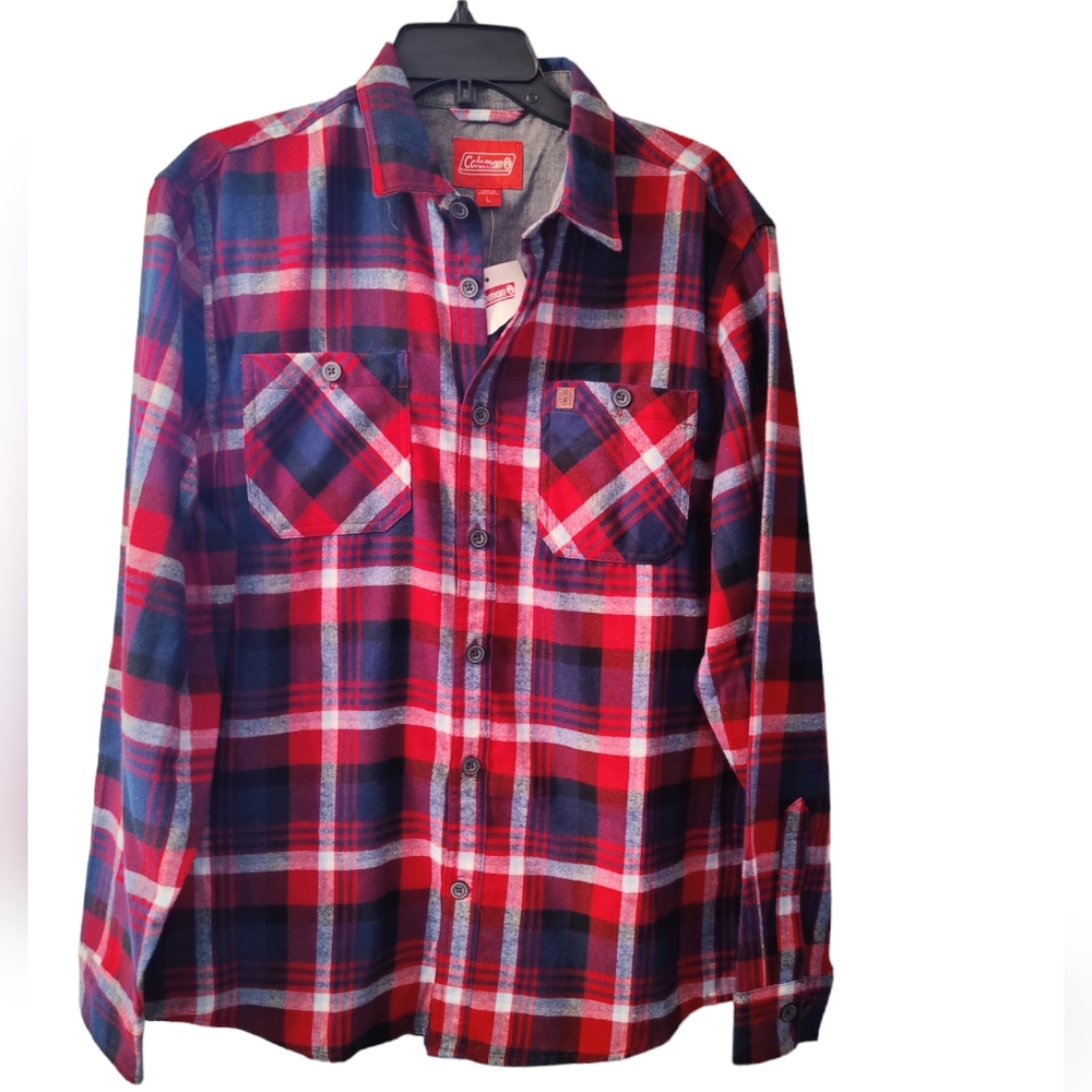 Coleman Plaid Men's Button Down Shirt Size L NWT